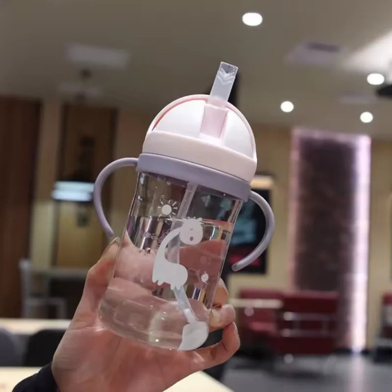 Kids 350ml Gravity Straw Cup Leakproof Training Feeding Bottle - 4