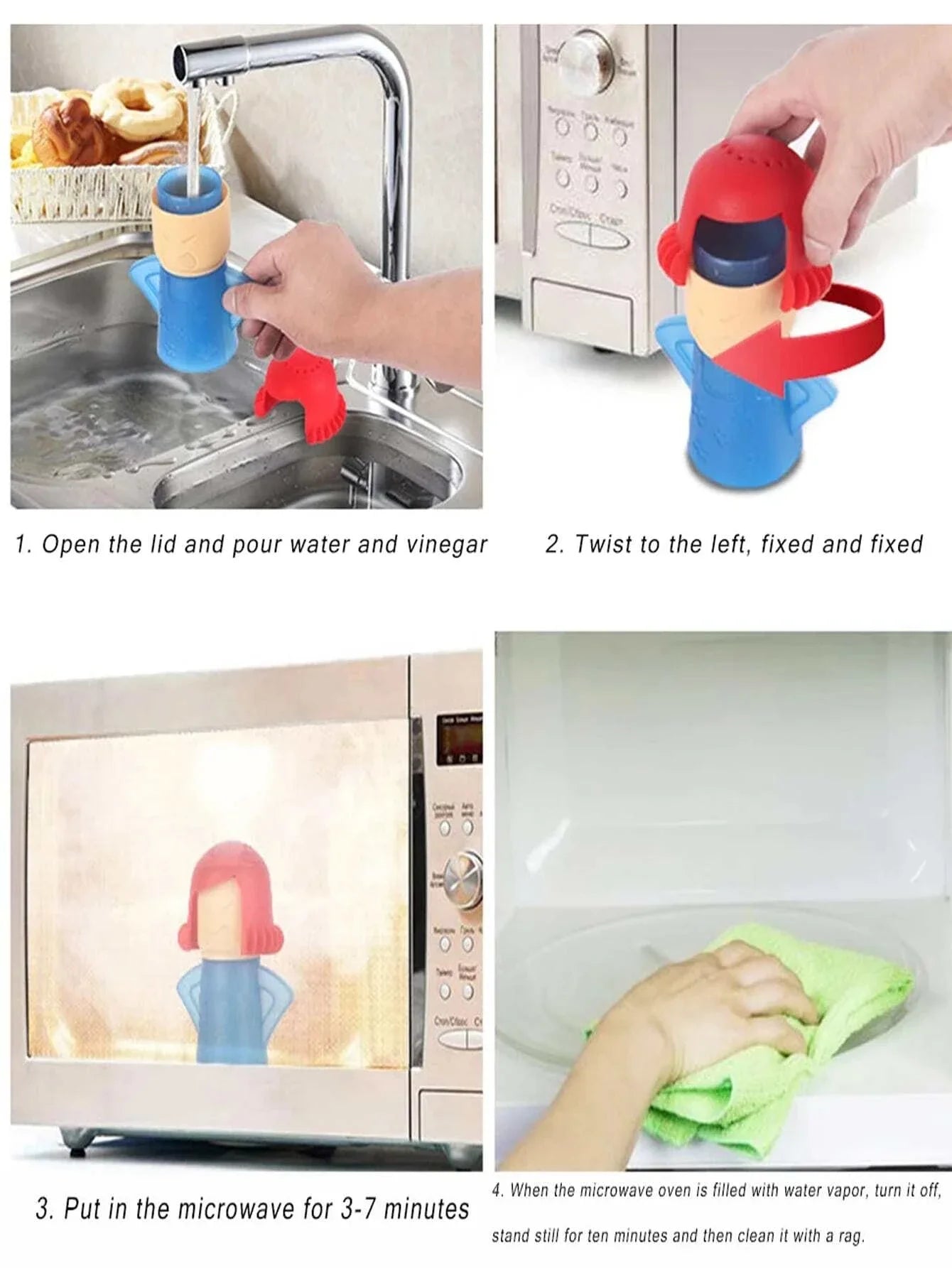 Angry Mama Microwave Cleaner Steam Oven Scrubber Kitchen Cleaning Tool