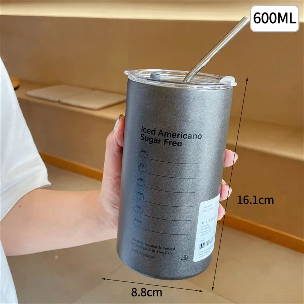 600ml Stainless Steel Coffee Mug Insulated Travel Tumbler with Straw - 14
