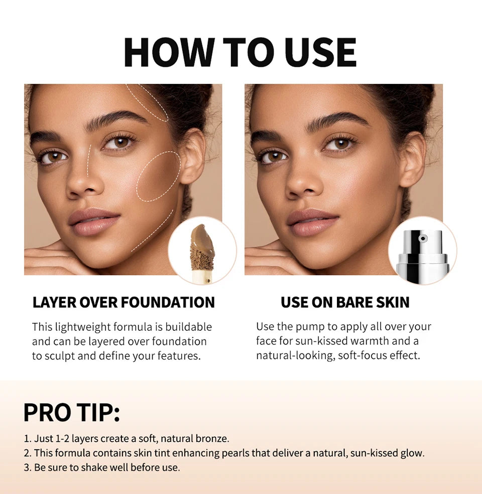 Multi-Use Liquid Foundation Bronzing And Shaping Serum Makeup - 16