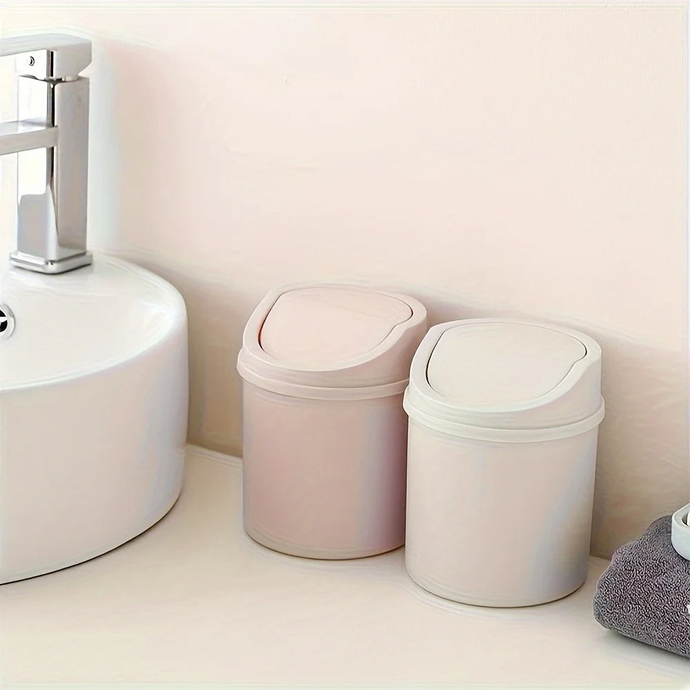 Mini Desktop Trash Can with Lid Small Waste Bin for Office and Home - 3