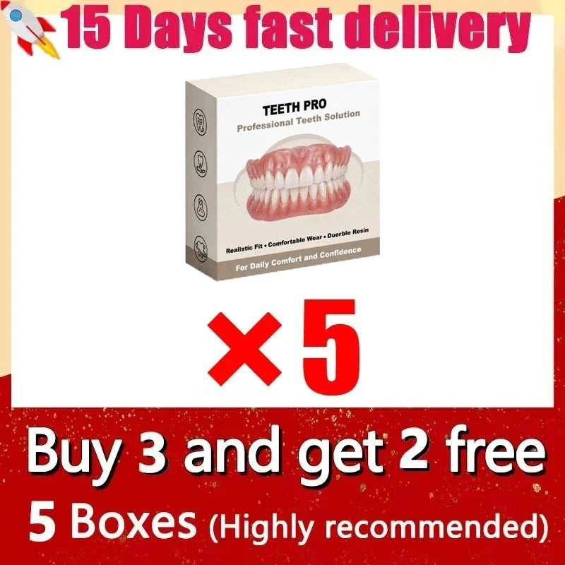 Soft Silicone Upper Lower Dentures False Teeth Bright Smile Appliance - 13