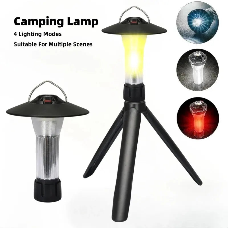 Portable LED Camping Lantern Rechargeable Flashlight with Tripod Stand - 1