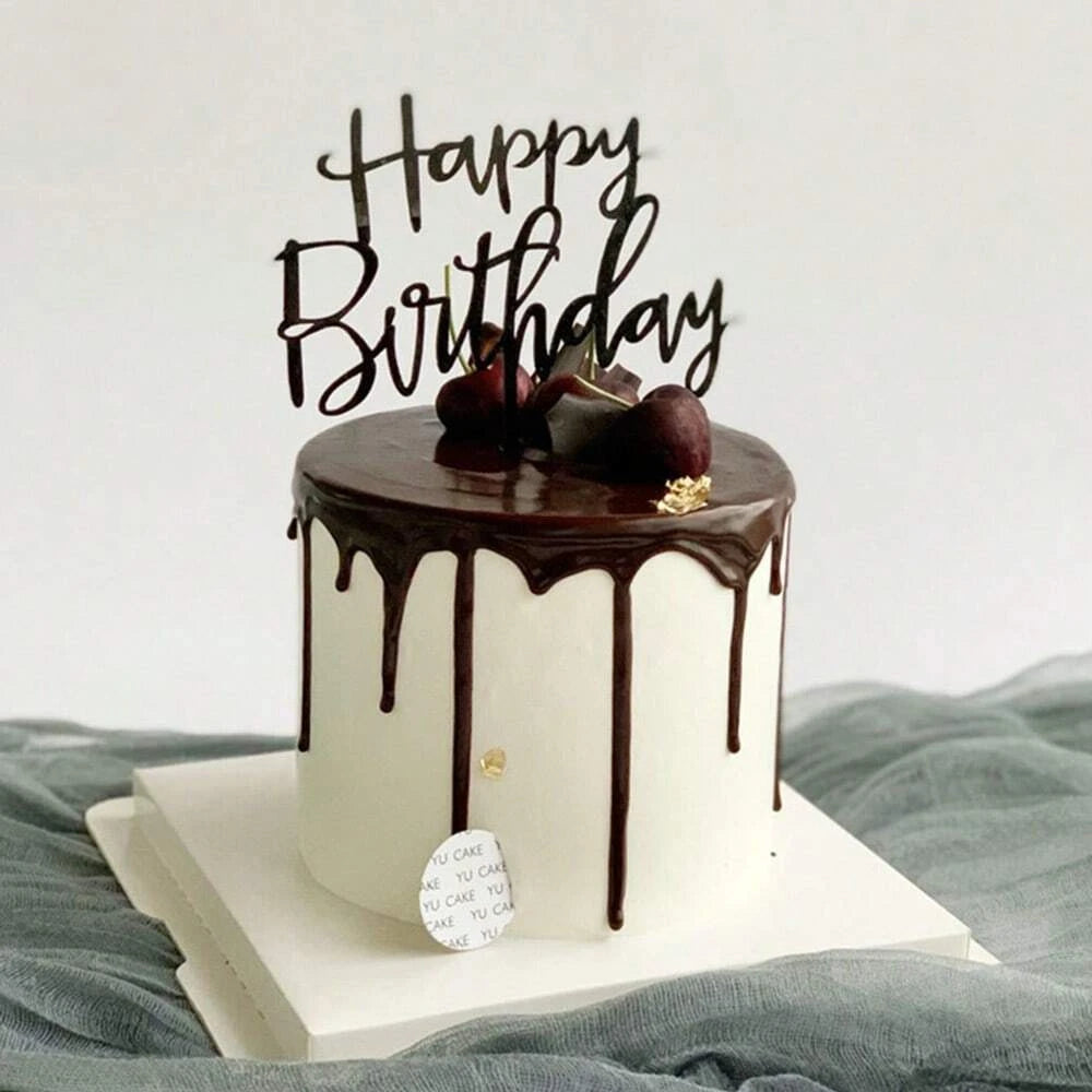 Happy Birthday Cake Topper Set Acrylic Party Dessert Decoration Supplies - 4