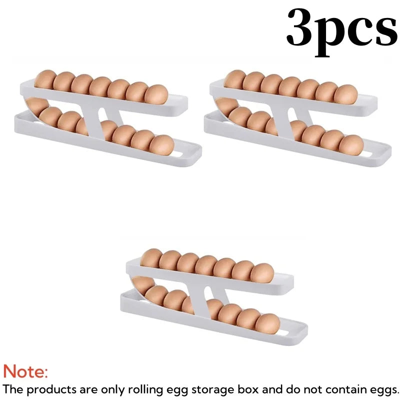Automatic Rolling Egg Holder Fridge Dispenser Storage Organizer Tray