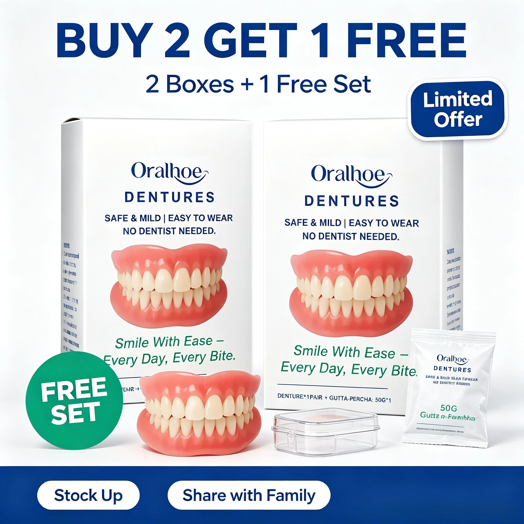 Adjustable Cosmetic Dentures Fake Teeth Set - 9