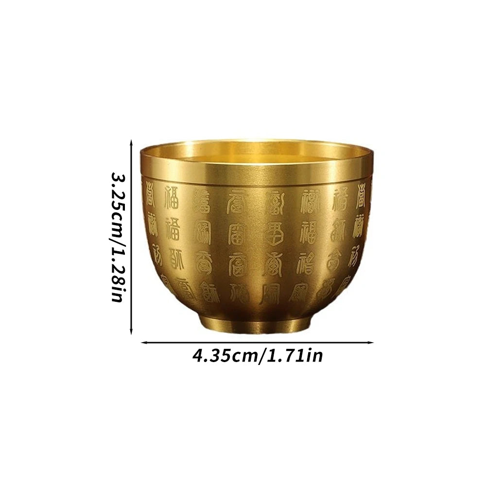 Hundred Blessings Copper Cup Wealth Luck Ornament Desktop Gift Set