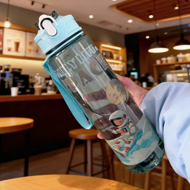 750ML Astronaut Water Bottle Sport Straw Cup with Bouncy Lid