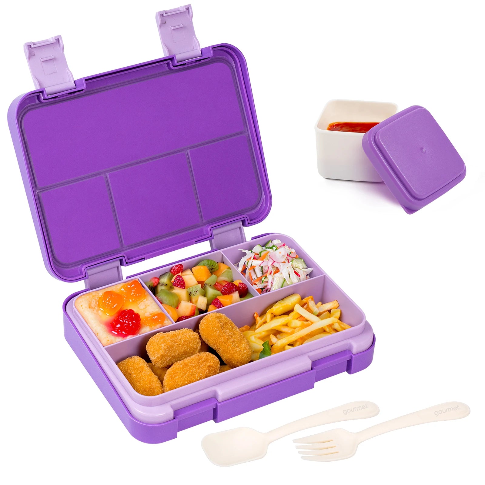 Kids Bento Box Divided Lunch Container Leakproof School Food Box 1180ml - 9