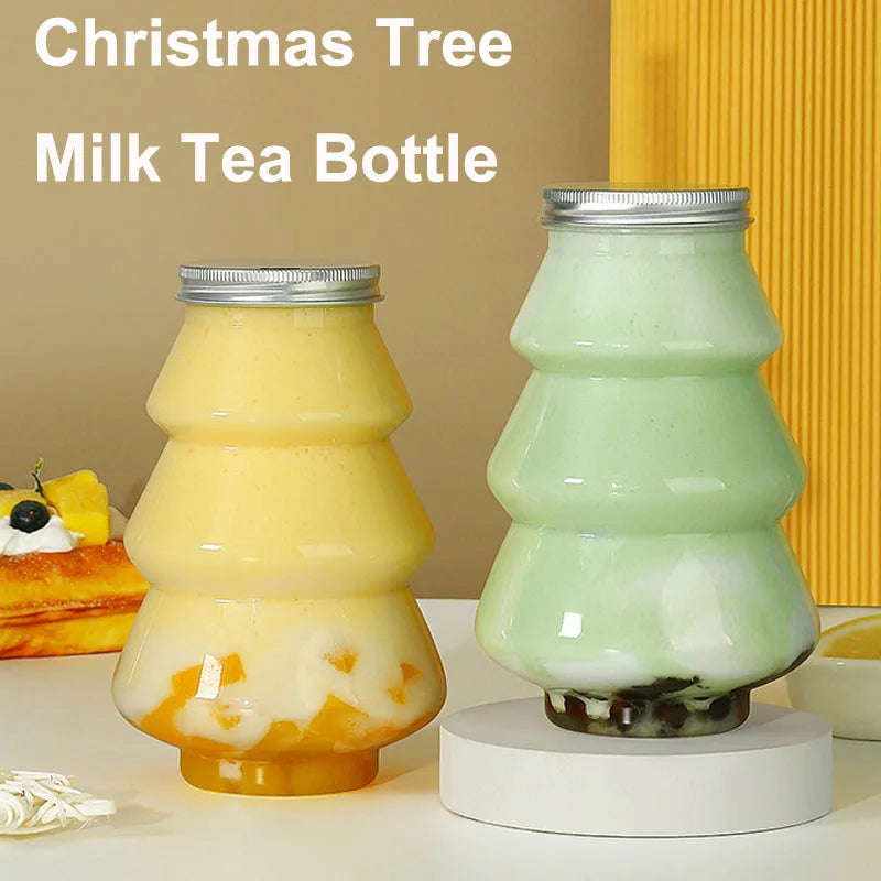 500ml Christmas Tree Candy Jar Plastic Cookie Storage Container Bottle