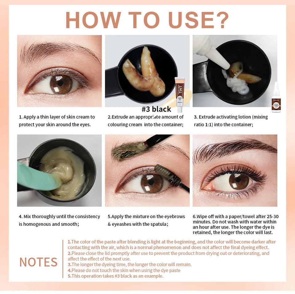 Lakerain Eyelash And Brow Tint Kit Waterproof Eyebrow Makeup Dye Set