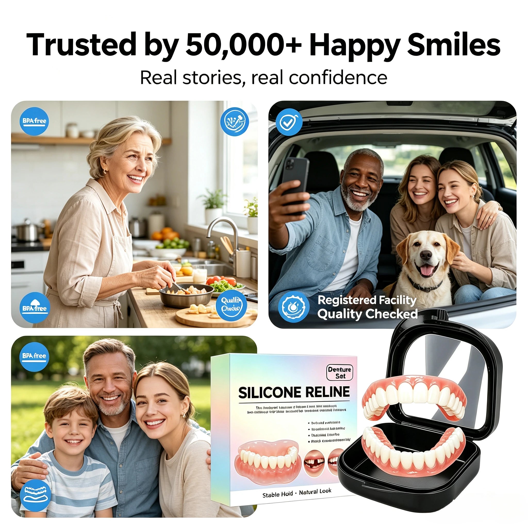 Soft Silicone Dentures Full Set Upper And Lower False Teeth - 10