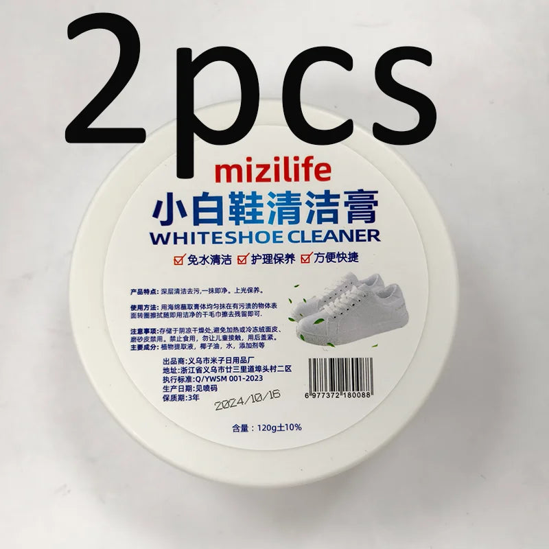 Multifunctional White Shoe Cleaning Cream Stain Remover with Sponge - 15