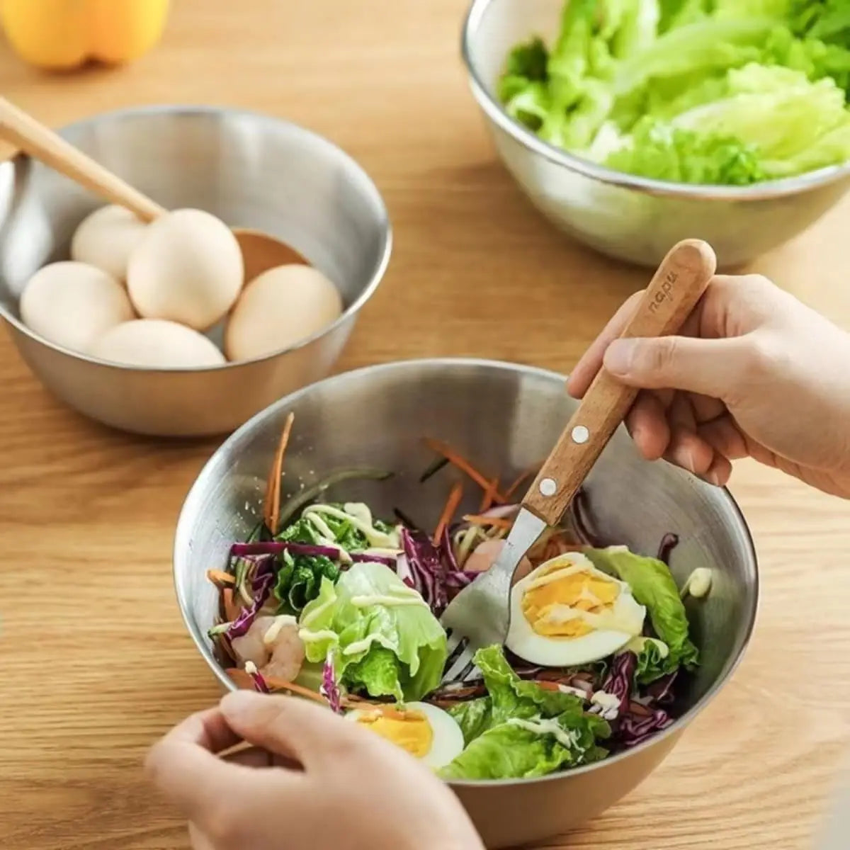 Stainless Steel Mixing Bowl Set - Nesting Salad & Kitchen Prep Basin - 12