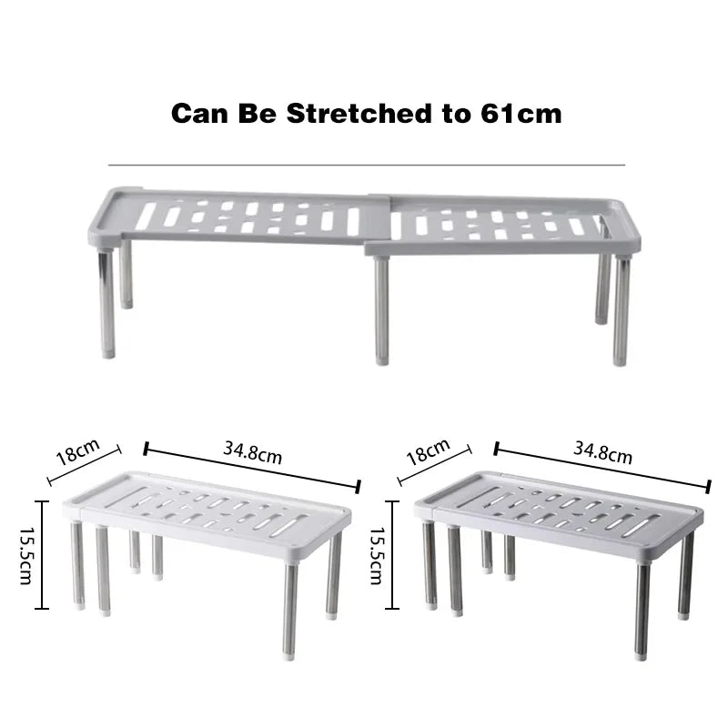 Retractable Kitchen Shelf Organizer Adjustable Counter Storage Rack - 6