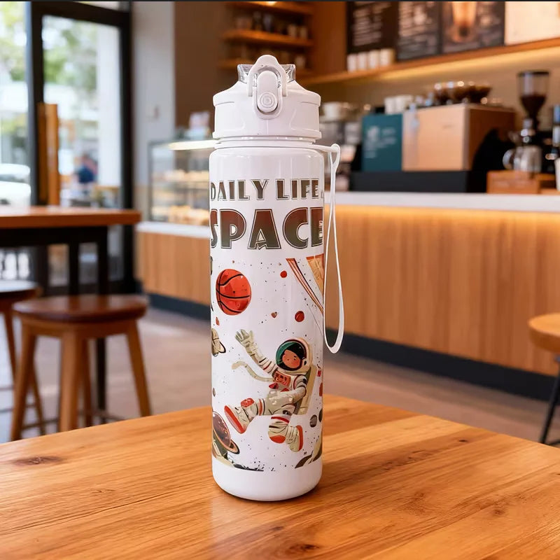 750ML Astronaut Water Bottle Sport Straw Cup with Bouncy Lid