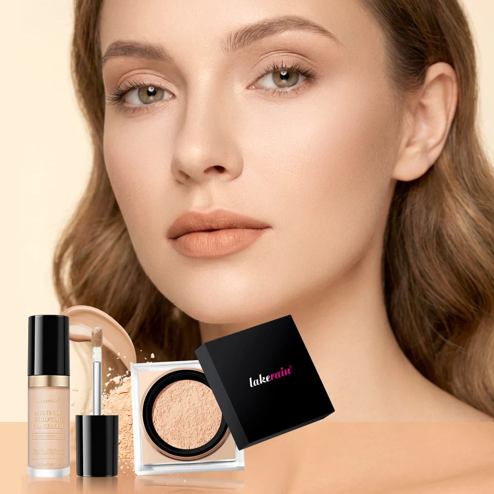 Face Makeup Set Concealer and Loose Setting Powder Matte Cosmetics