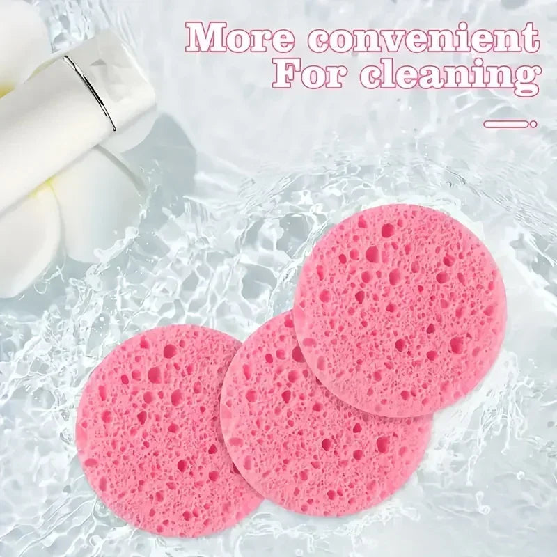 Compressed Facial Sponges - Natural Wood Pulp Makeup Remover & Exfoliator - 4