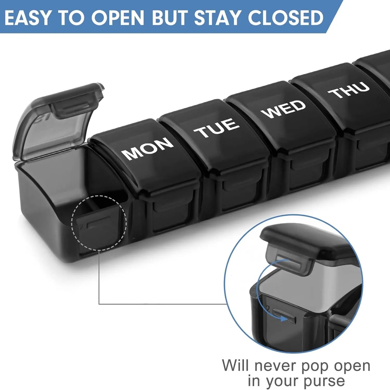 7 Day Weekly Pill Organizer Tablet Medicine Storage Case 2 Pack - 5