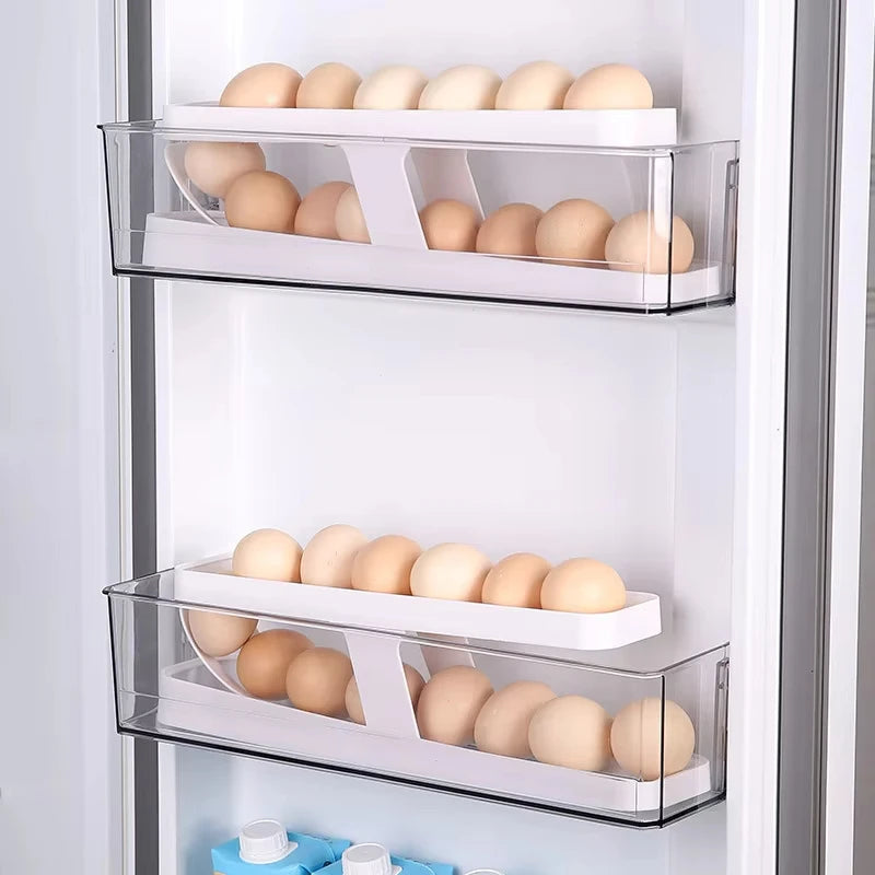 Automatic Rolling Egg Holder Fridge Dispenser Storage Organizer Tray - 4