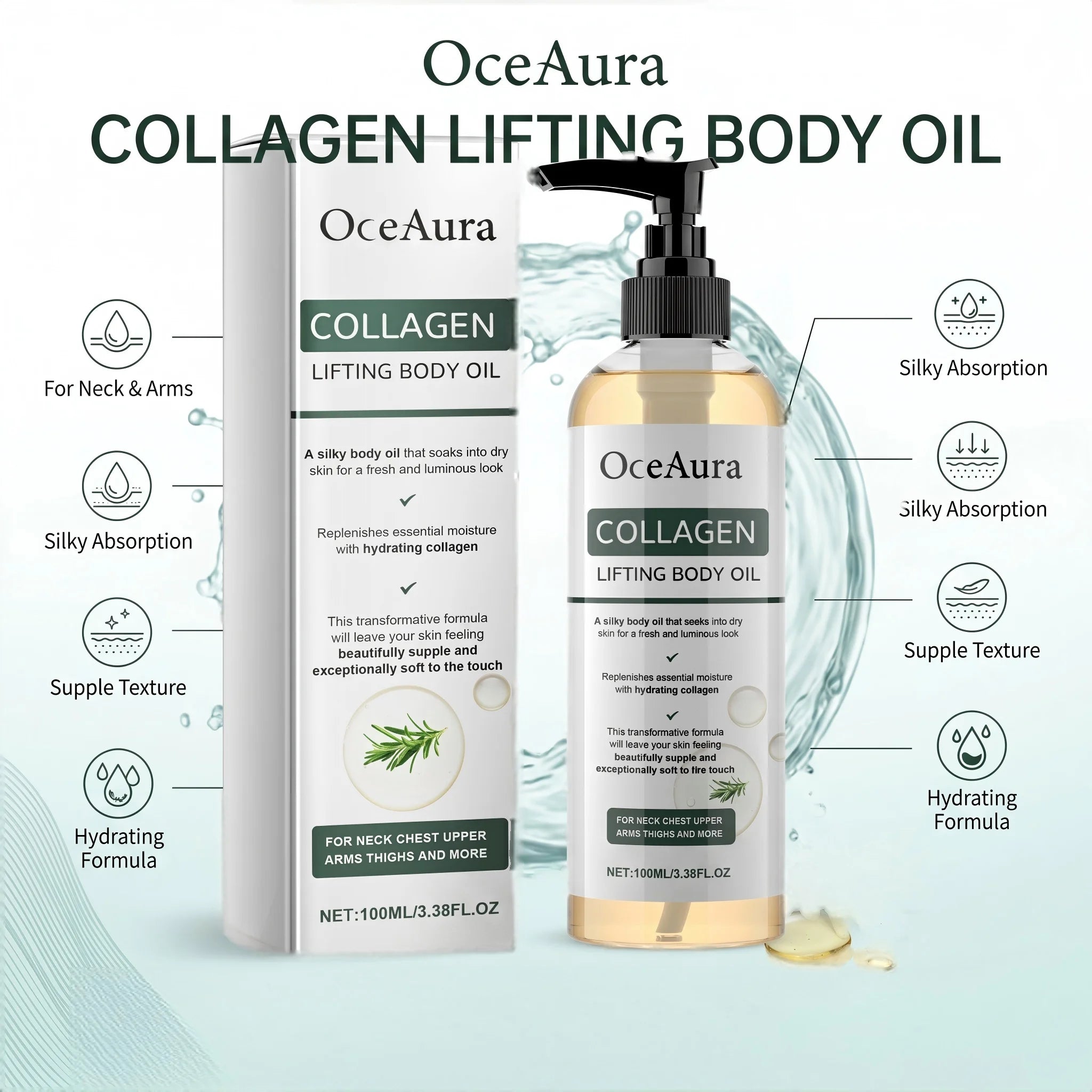 Collagen Body Firming Massage Oil Tightening Hydrating Skin Care - 12