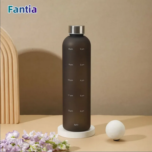 1L Motivational Water Bottle with Time Marker Leakproof Sports Jug