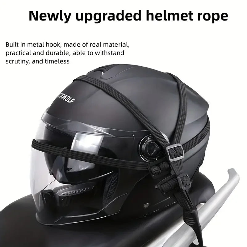 Motorcycle Helmet Cargo Net Adjustable Luggage Bungee Cord Strap