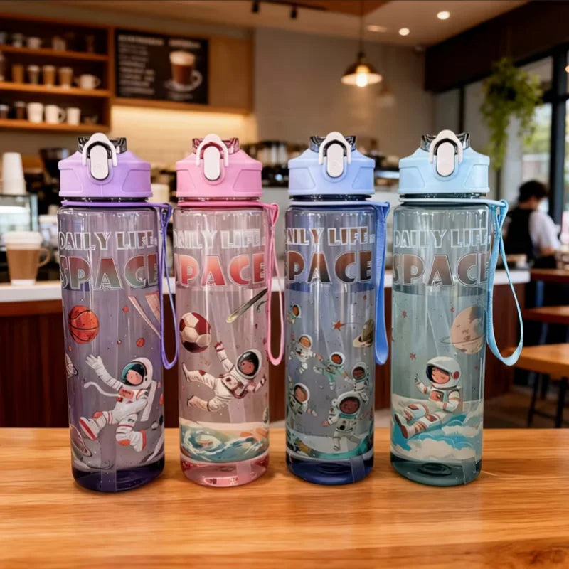750ML Astronaut Water Bottle Sport Straw Cup with Bouncy Lid
