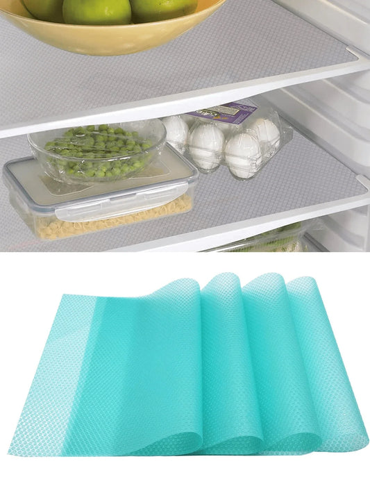 4 Pack Refrigerator Shelf Liners Washable Waterproof Fridge Mats