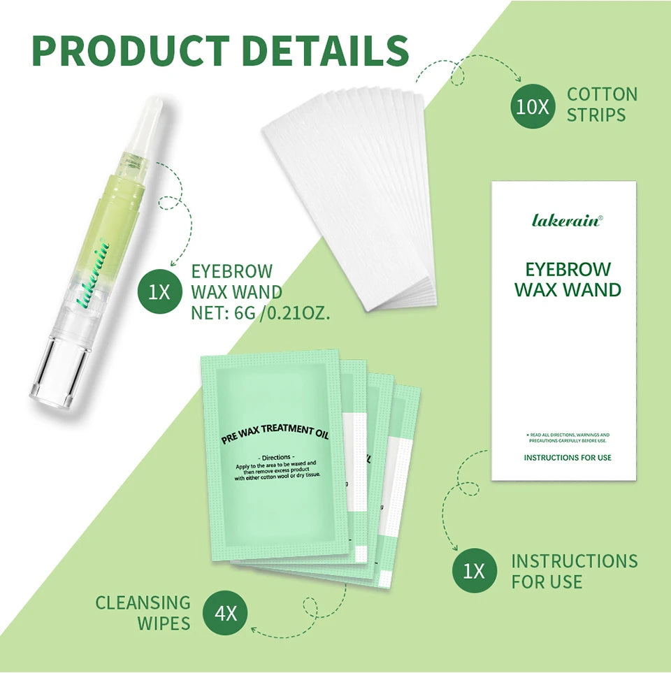 Eyebrow Wax Wand Hair Removal Kit for Salon Quality Brows at Home - 8