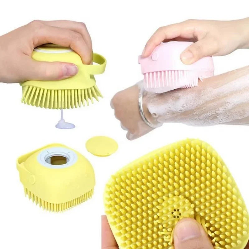 Silicone Bath Brush Body Scrubber with Soap Dispenser Massage Comb