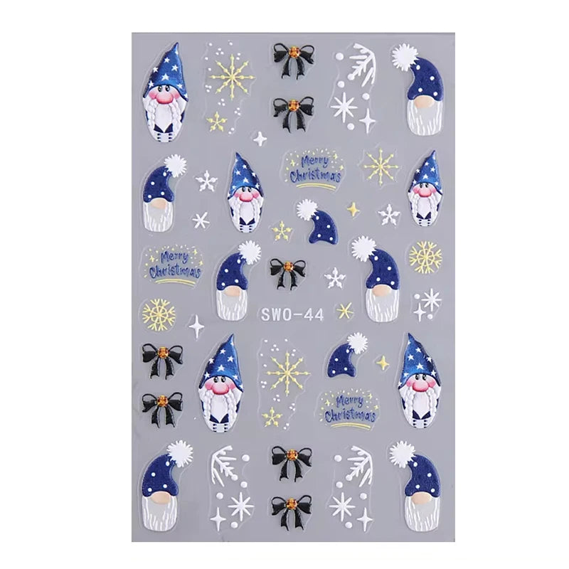 Christmas Nail Stickers Cartoon Snowman Decals Manicure Art
