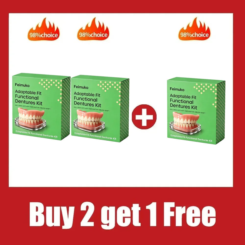 Soft Silicone Snap-On Dentures Natural Upper Lower Teeth Comfort Fit