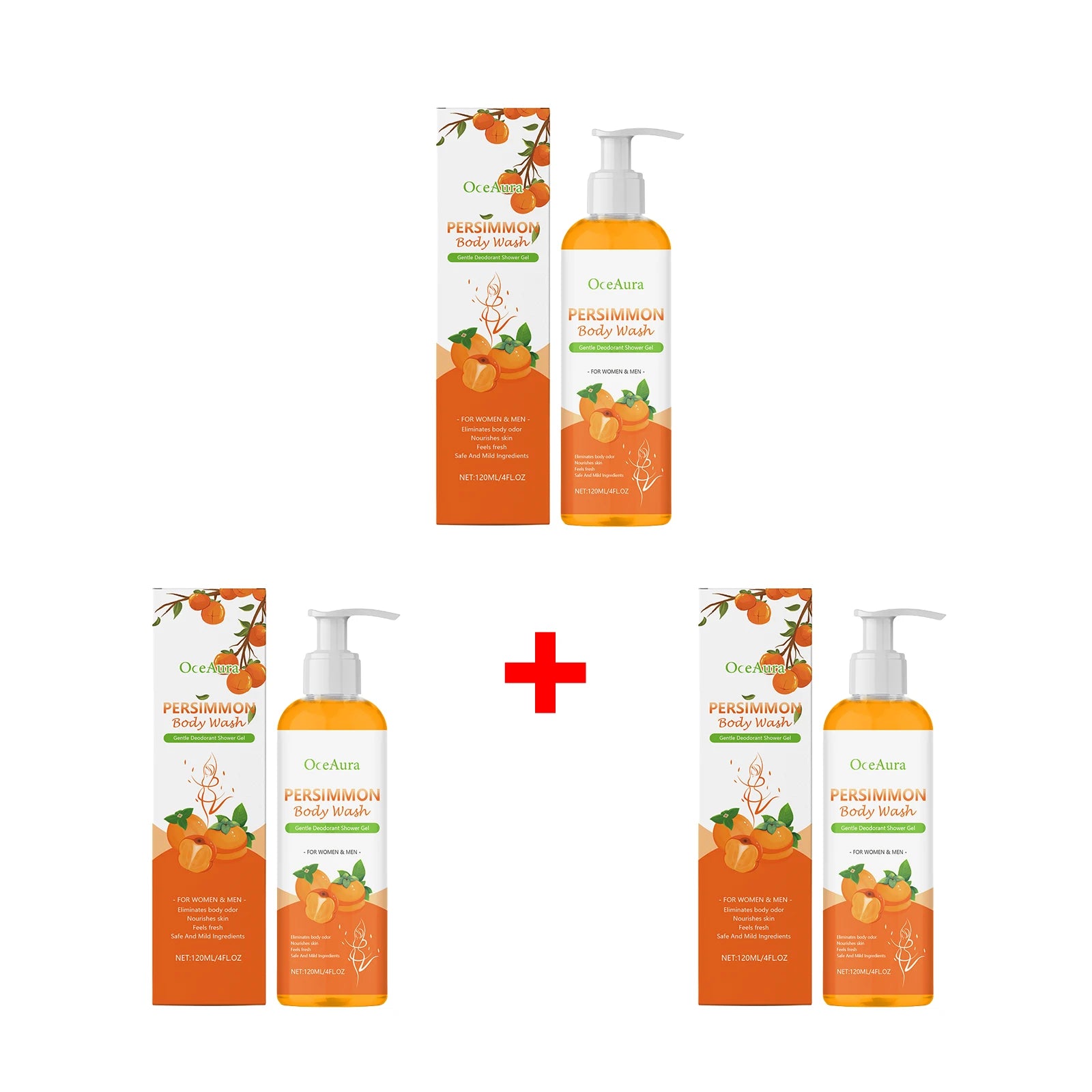 Persimmon Body Wash Exfoliating Oil Control Shower Gel Odor Remover - 15