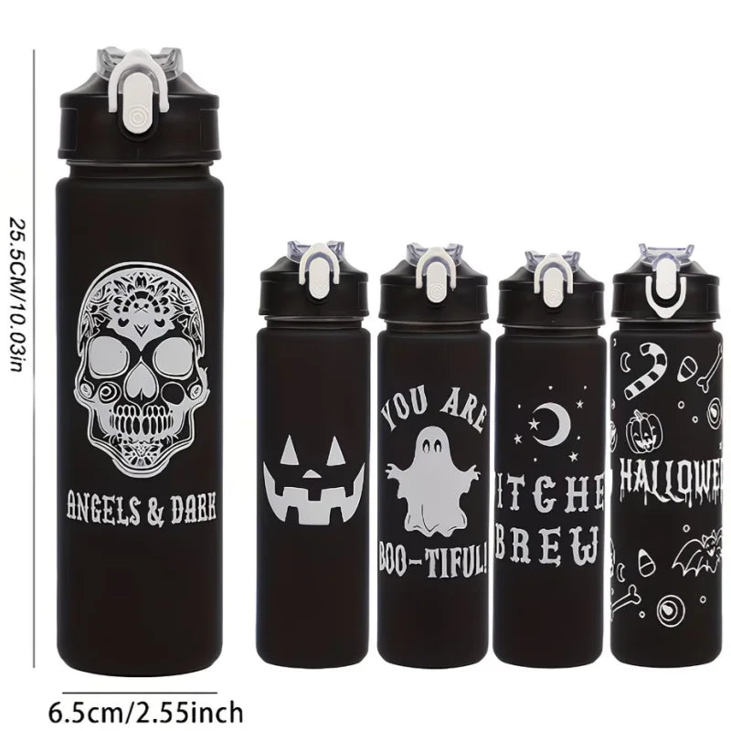 750ML Halloween Water Bottle Portable Sports Straw Flask BPA Free