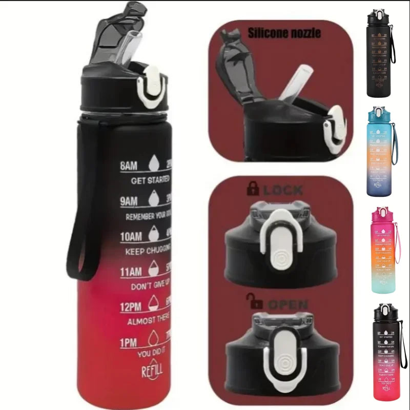 Motivational Time Marker Water Bottle Leak Proof Sports Hydration Jug - 1