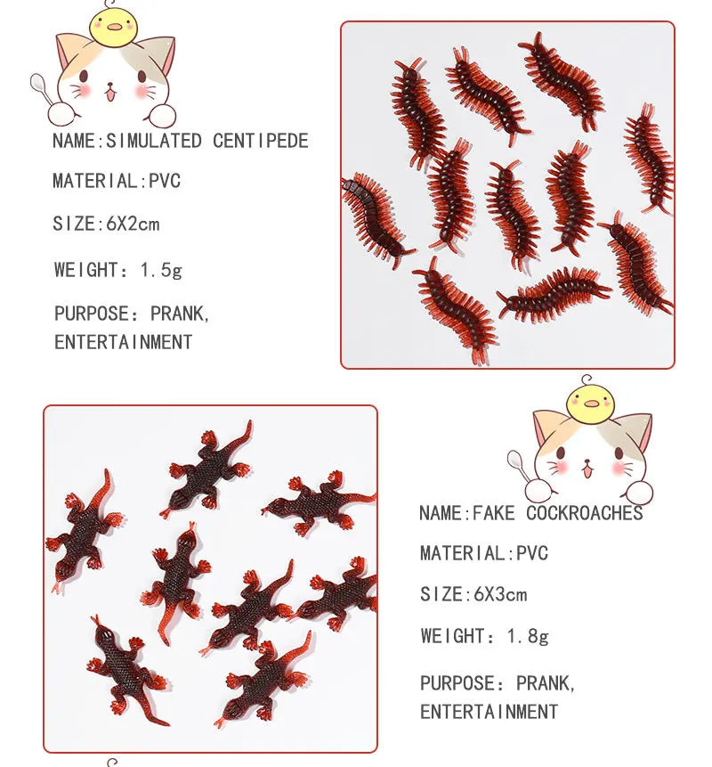 50pcs Realistic Fake Bug Prank Set Halloween Party Decor Props