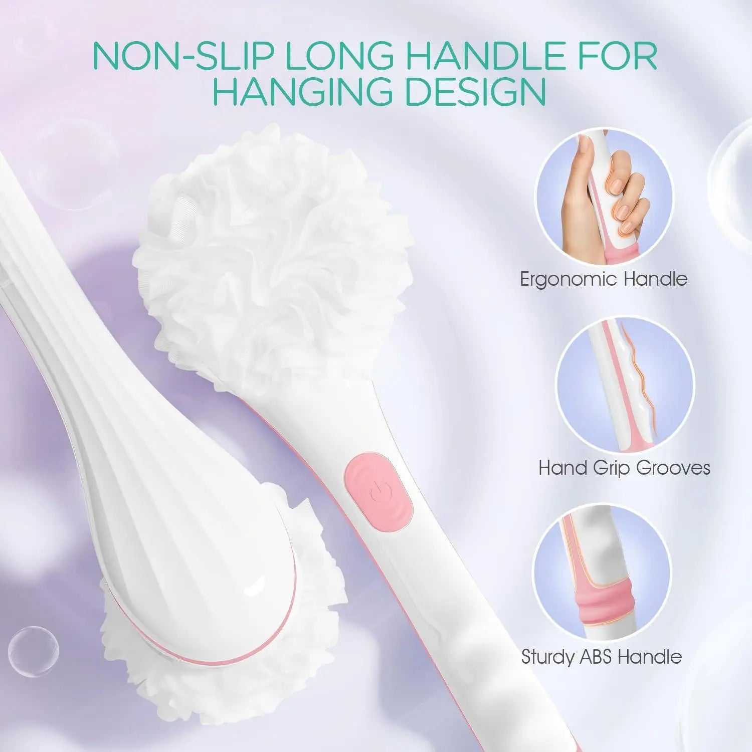3 in 1 Waterproof Long Handle Body Brush Exfoliating Back Scrubber - 4