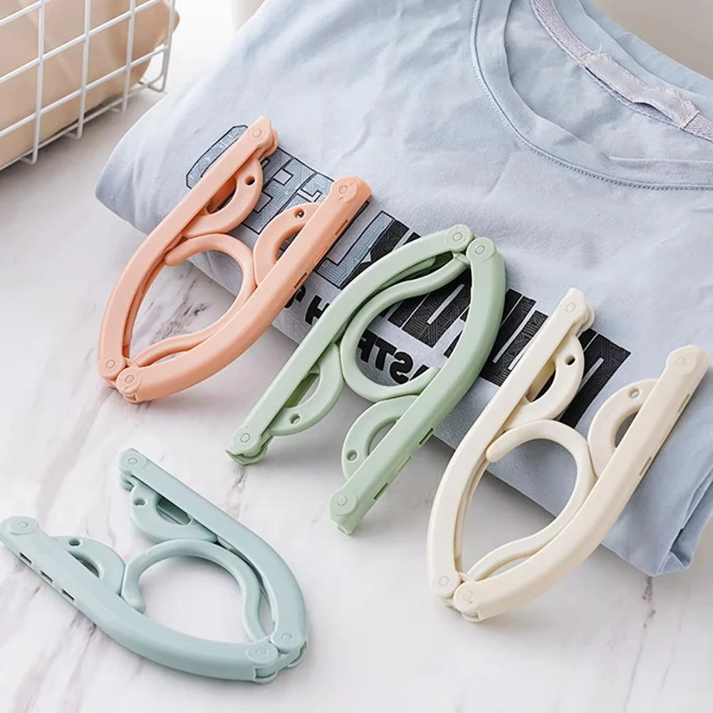 5-10pcs Folding Travel Hangers Portable Space Saving Clothes Rack - 12