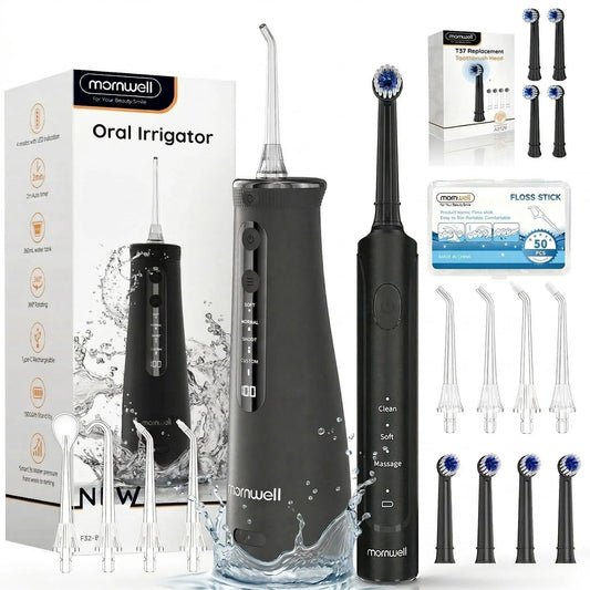 Electric Toothbrush Water Flosser Combo Oral Irrigator Kit