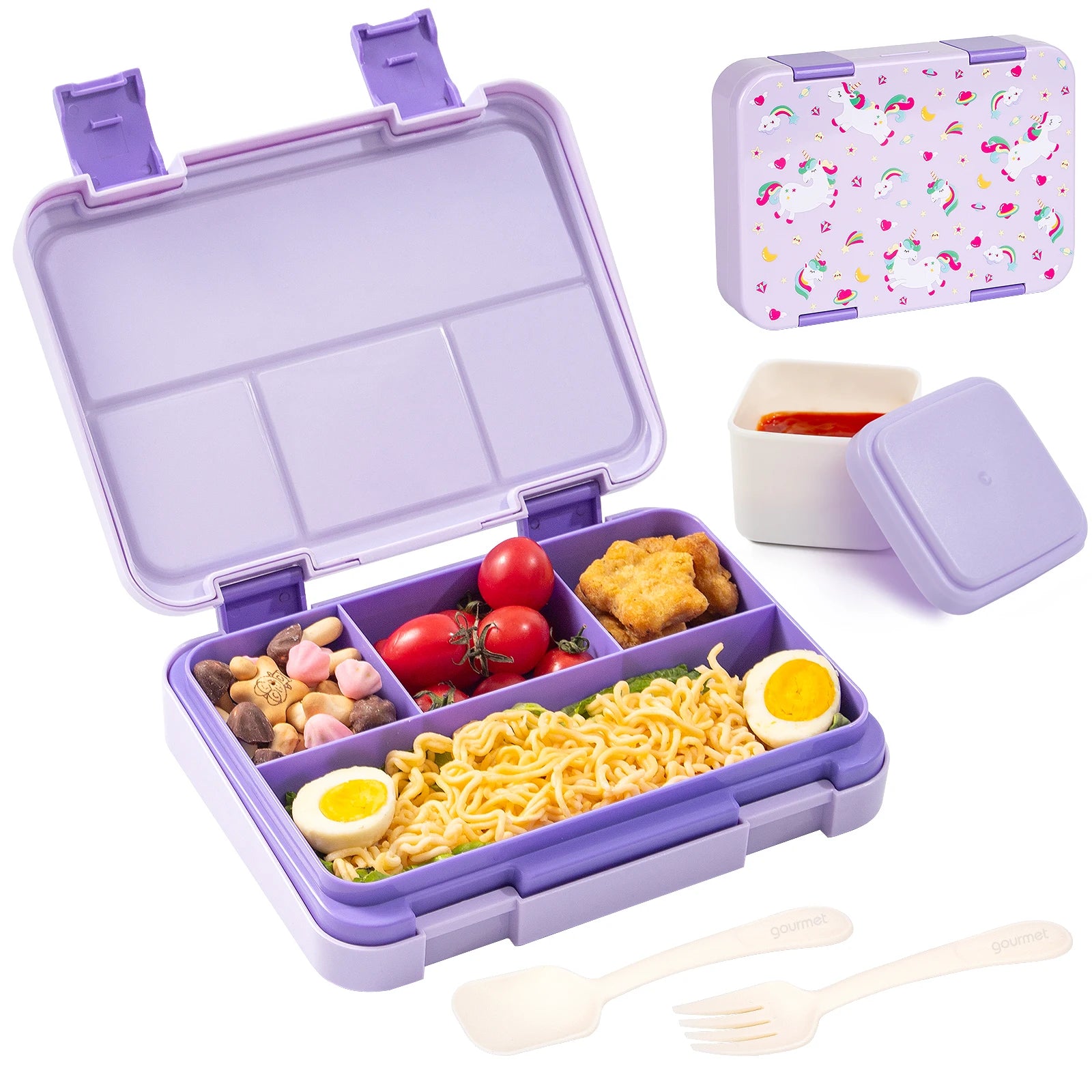 Kids Bento Box Divided Lunch Container Leakproof School Food Box 1180ml