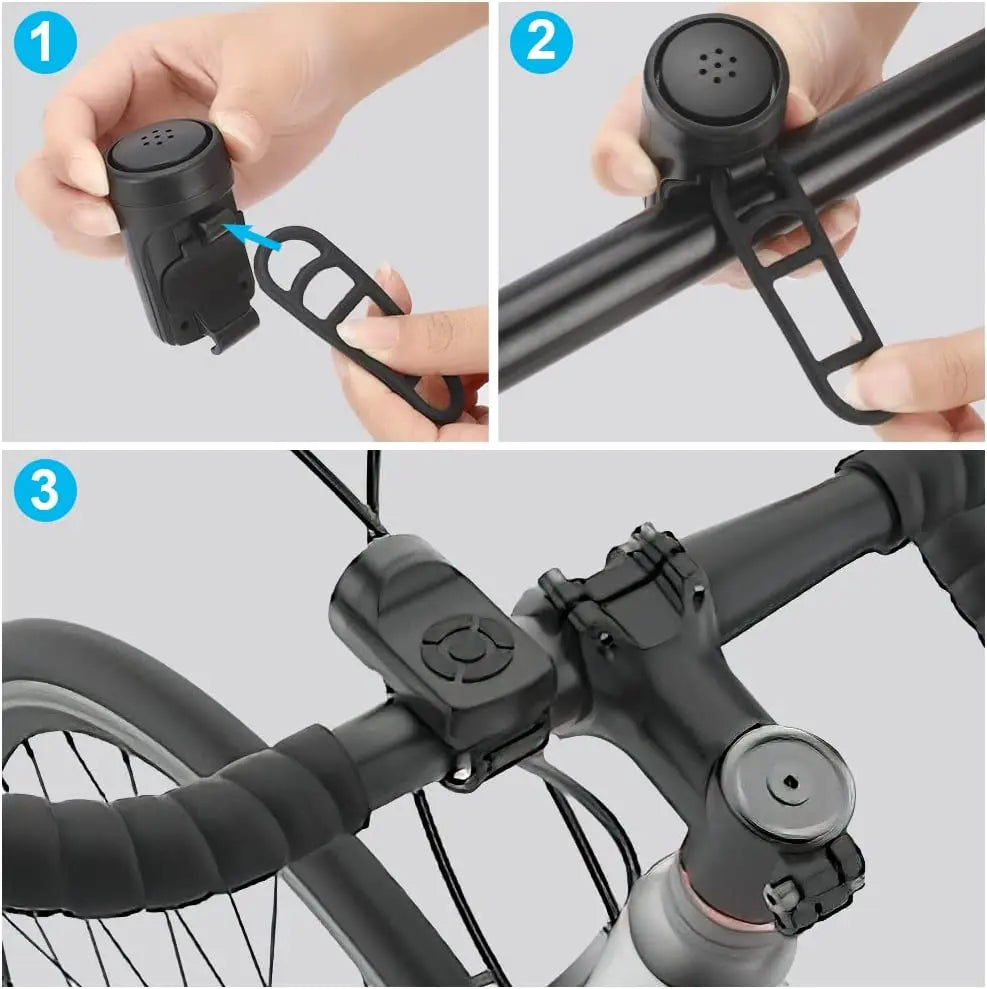Electric Bike Horn USB Rechargeable Anti-Theft Bicycle Bell 120dB - 12