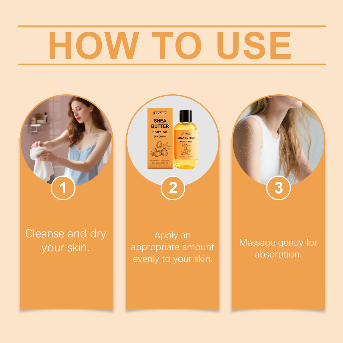 Shea Butter Body Oil Hydrating Massage Care for Dry Skin