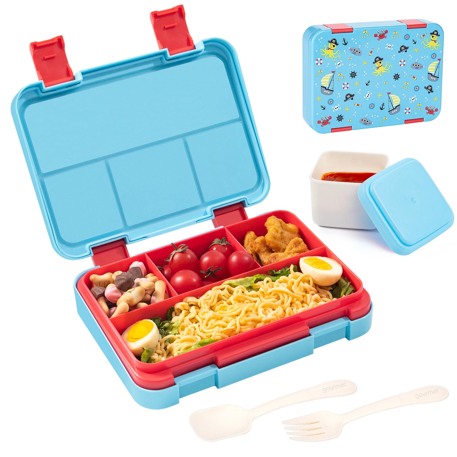 Kids Bento Box Divided Lunch Container Leakproof School Food Box 1180ml