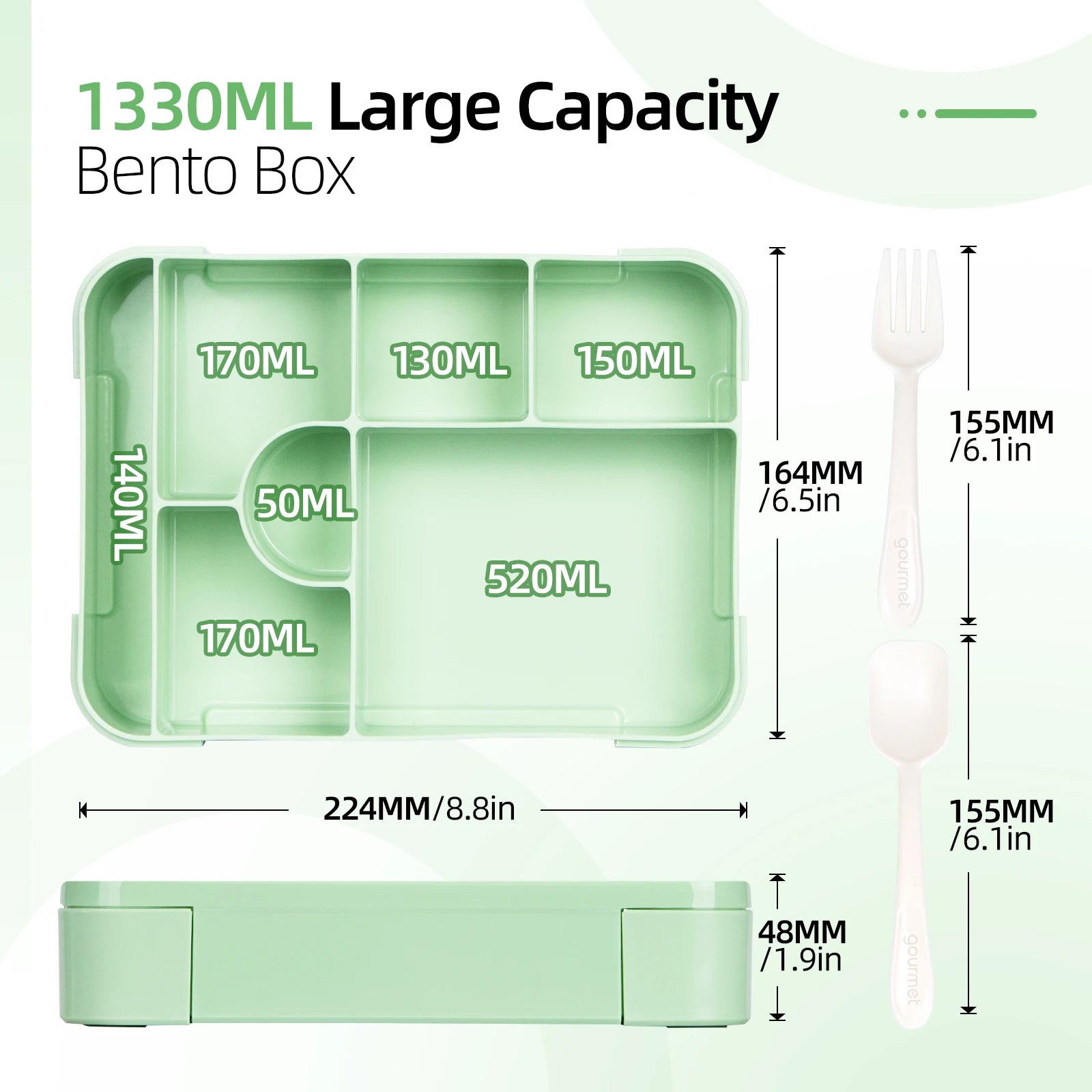YOCITY Leakproof Bento Lunch Box Divided Food Container for School Work - 5