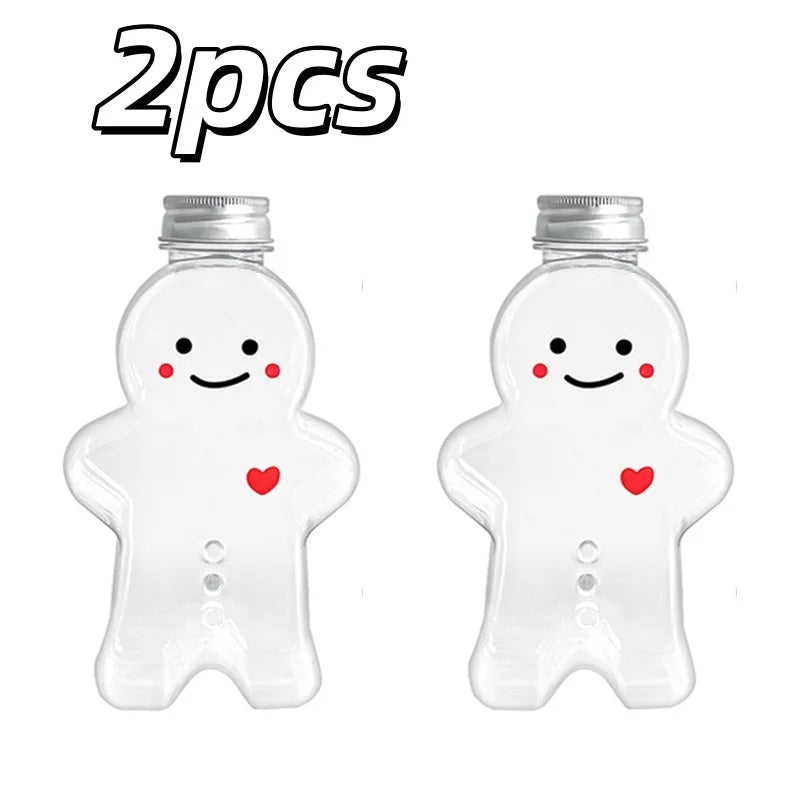 Christmas Gingerbread Man Water Bottle Portable Milk Tea Jar 2 4 Pack - 16