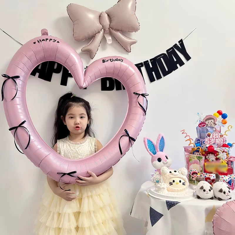 Heart Shaped Happy Birthday Photo Frame Balloon Romantic Party Prop
