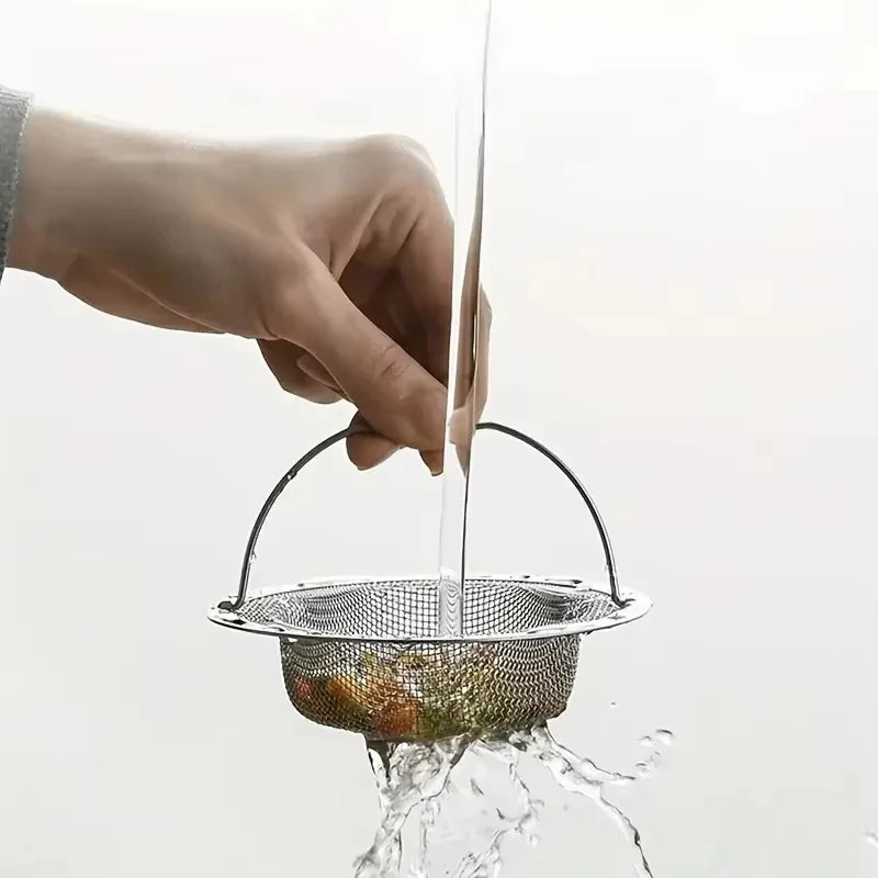 Stainless Steel Kitchen Sink Strainer and Drain Filter Basket with Handle