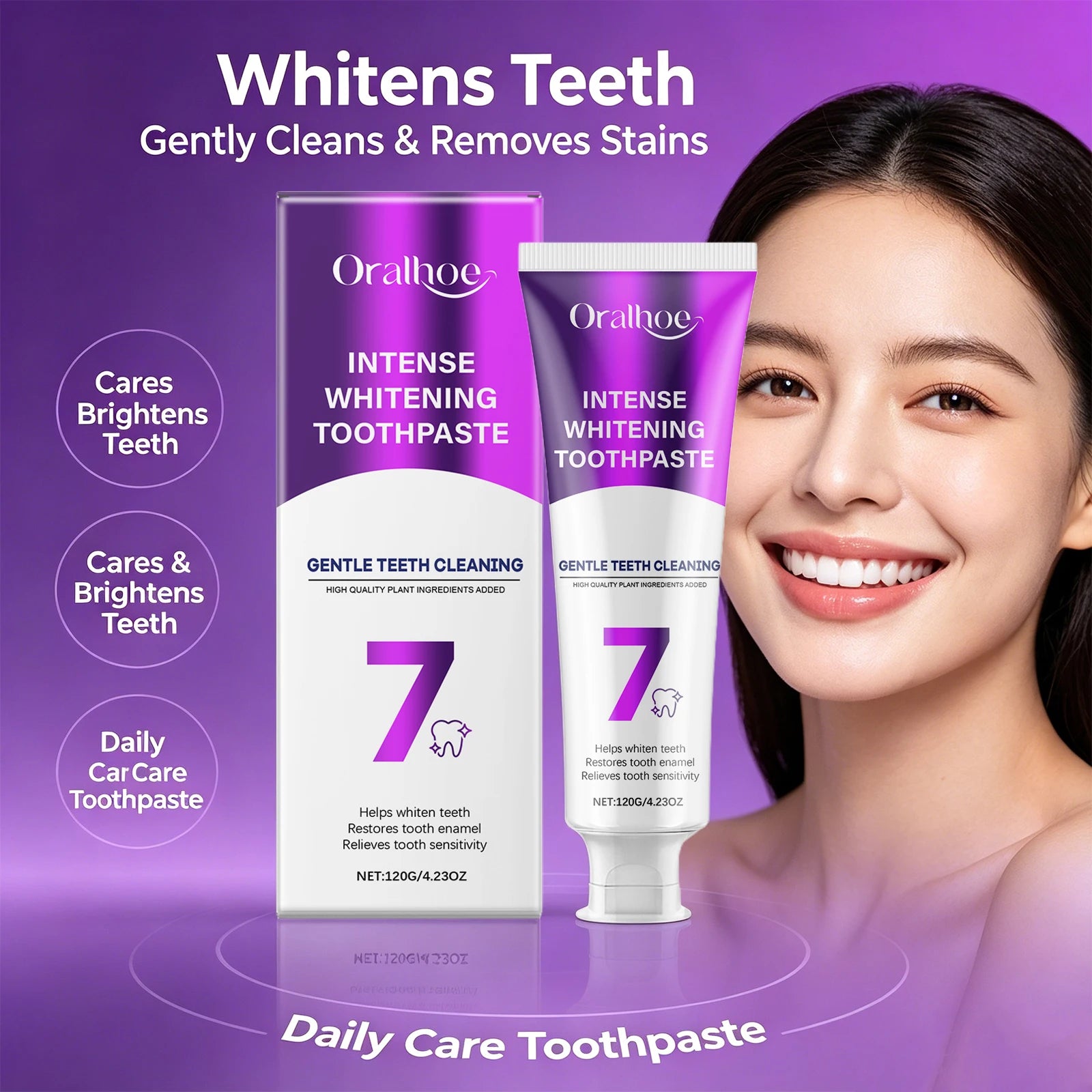 Oralhoe Whitening Toothpaste Stain Removal Plaque Enamel Repair - 5