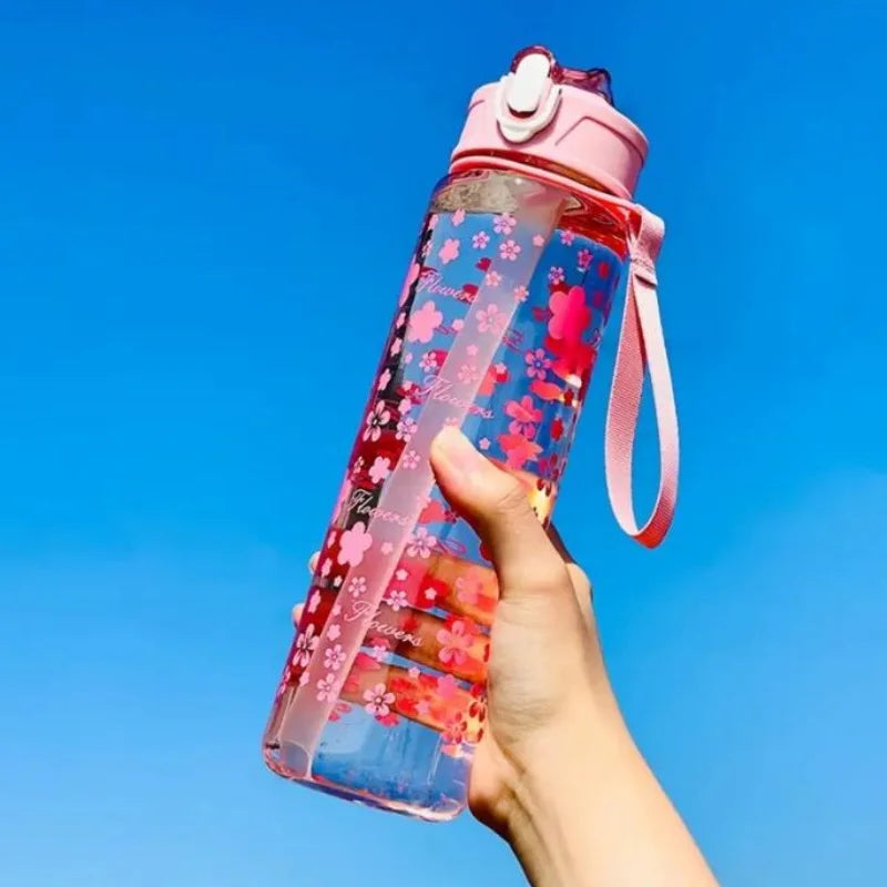 800ml Trendy Printed Space Cup Portable Straw Water Bottle for Sports